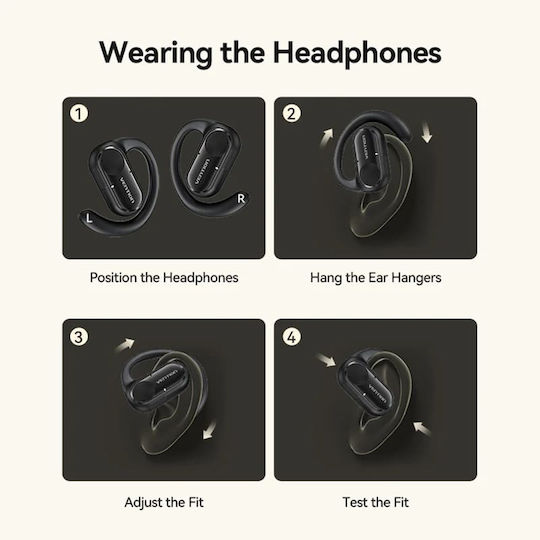 Vention OpenBeat O11 Open Ear Bluetooth Handsfree Ακουστικά με Αντοχή στον Ιδρώτα και Θήκη Φόρτισης Μπεζ