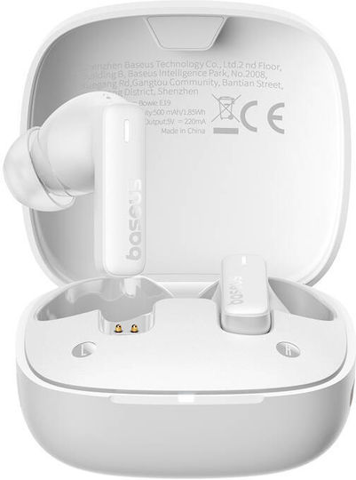 Baseus Bowie E19 In-ear Bluetooth Handsfree Ακουστικά με Αντοχή στον Ιδρώτα και Θήκη Φόρτισης Λευκά