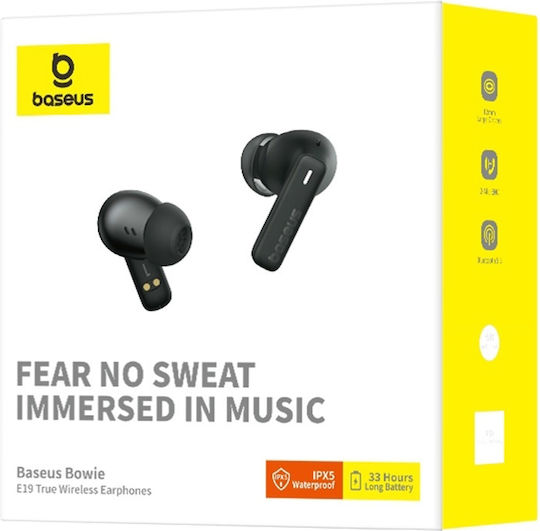 Baseus Bowie E19 In-ear Bluetooth Handsfree Ακουστικά με Αντοχή στον Ιδρώτα και Θήκη Φόρτισης Λευκά