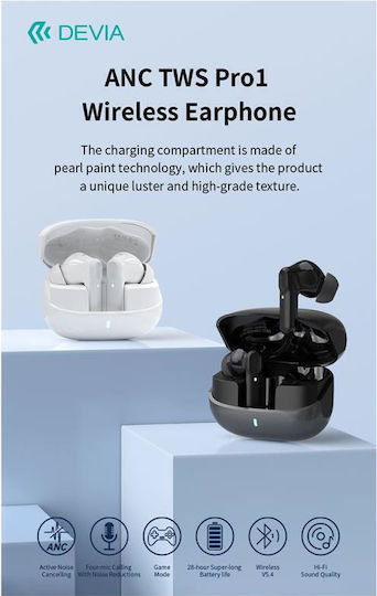 Devia EM408 ANC TWS Pro1 In-ear Bluetooth Handsfree Earphones with Charging Case Black
