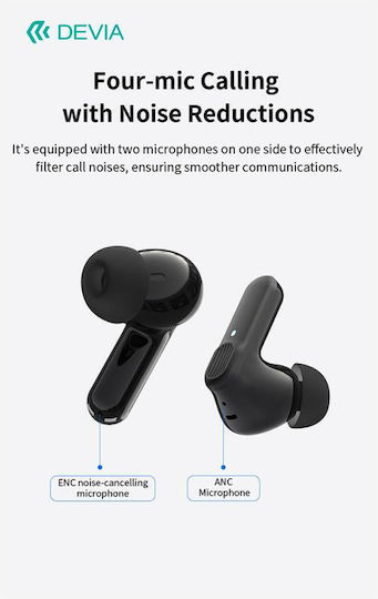 Devia EM408 ANC TWS Pro1 In-ear Bluetooth Handsfree Earphones with Charging Case Black