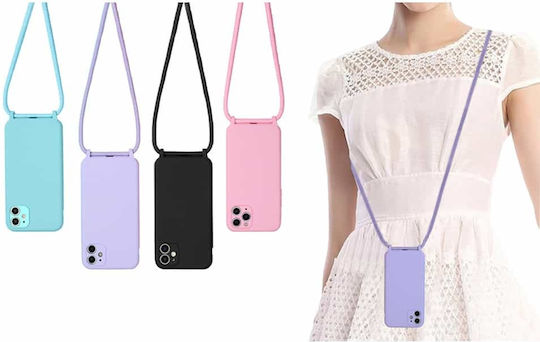 Sonique Carryhang Back Cover Silicone 0.5mm with Strap Light Blue (iPhone 11)