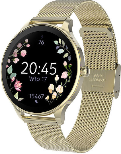 Forever Velora SB-306 Stainless Steel 38mm Smartwatch with Heart Rate Sensor Gold M/L
