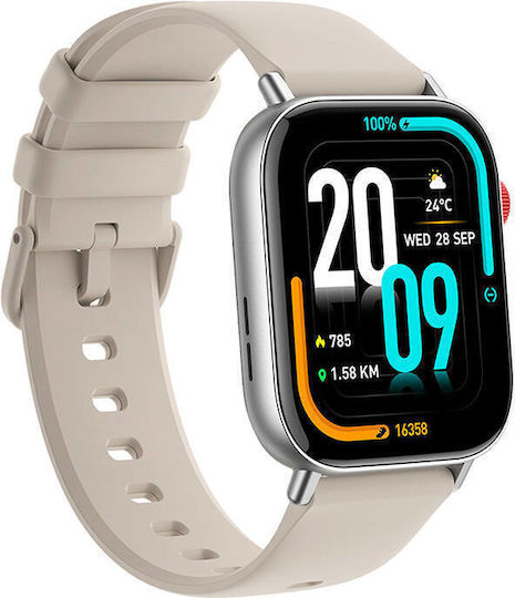 Colmi C8 Max Smartwatch με Παλμογράφο (Ασημί)