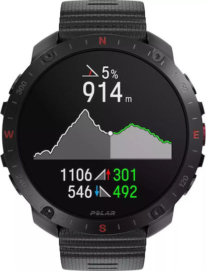 Polar Grit X2 Pro + Heart Rate Belt Stainless Steel 49mm Waterproof Smartwatch with Heart Rate Monitor (S/L Black Silicone Strap)