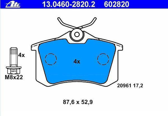 Ate Σετ Τακάκια Πίσω για Audi A4 / A6 / A1 / A8 Seat Leon Skoda Octavia / Roomster / Yeti Volkswagen Golf / Passat / Caddy