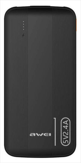 Awei P20K Power Bank 10000mAh cu 2 Porturi USB-A Negru