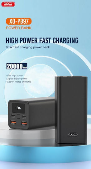 XO PB97 Power Bank 20000mAh 65W Μαύρο