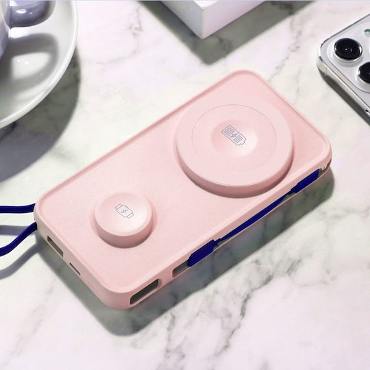 3MK PastelUp MagSafe Power Bank 10000mAh 22.5W с USB-A порт и USB-C порт Розов