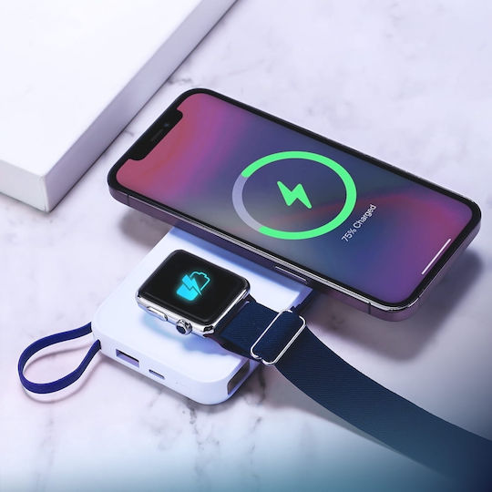 3MK PastelUp MagSafe Power Bank 10000mAh 22.5W с USB-A порт и USB-C порт Бял