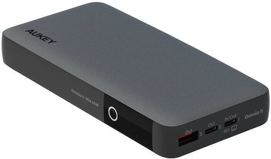 Aukey PB-Y43 Power Bank 20000mAh 65W with USB-A Output Port and 3 USB-C Output Ports Power Delivery PPS Black