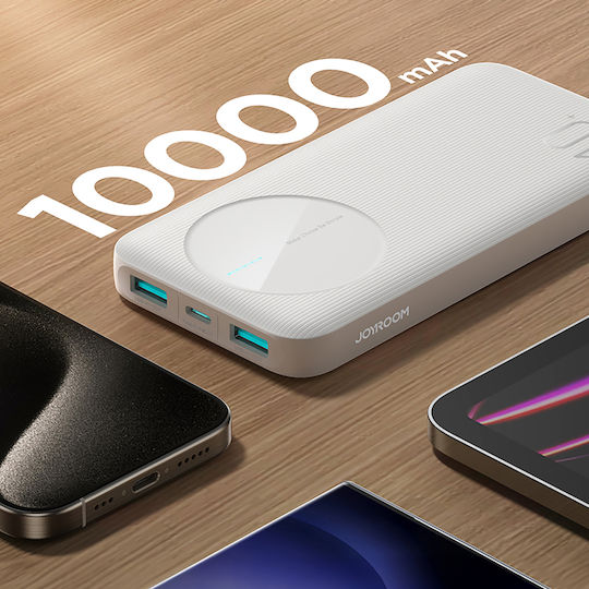 Joyroom JR-PBF12 Power Bank 10000mAh 12W με 2 Θύρες USB-A και Θύρα USB-C Λευκό