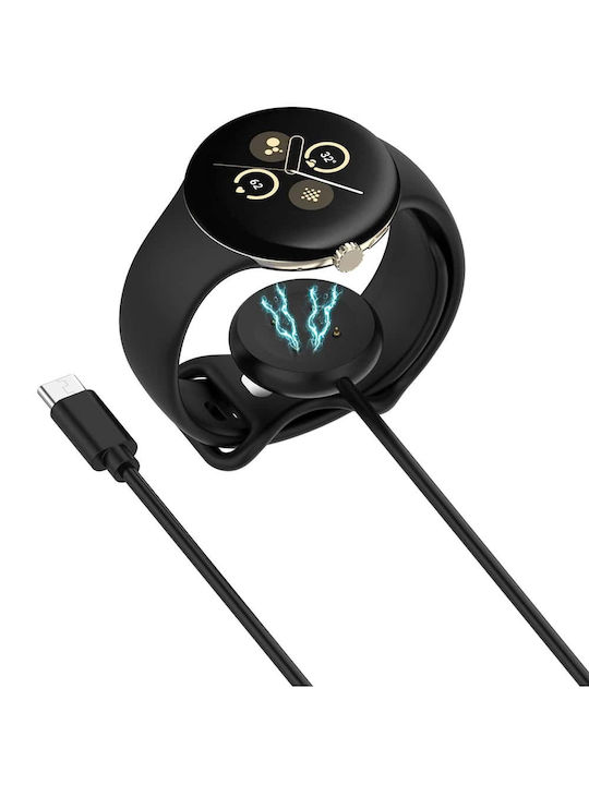Techsuit Thc5 Ladegerät für Google Pixel Watch 3, 2; Fitbit Ace LTE Schwarzς