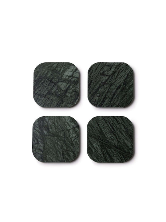 Design Is This Rotund Suporturi pentru pahare din piatra Verde 10cm 4buc