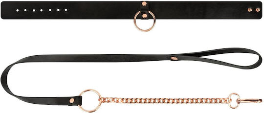Rosy Gold Collar Leash Black