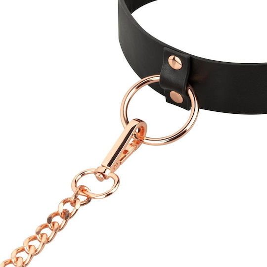 Rosy Gold Collar Leash Black