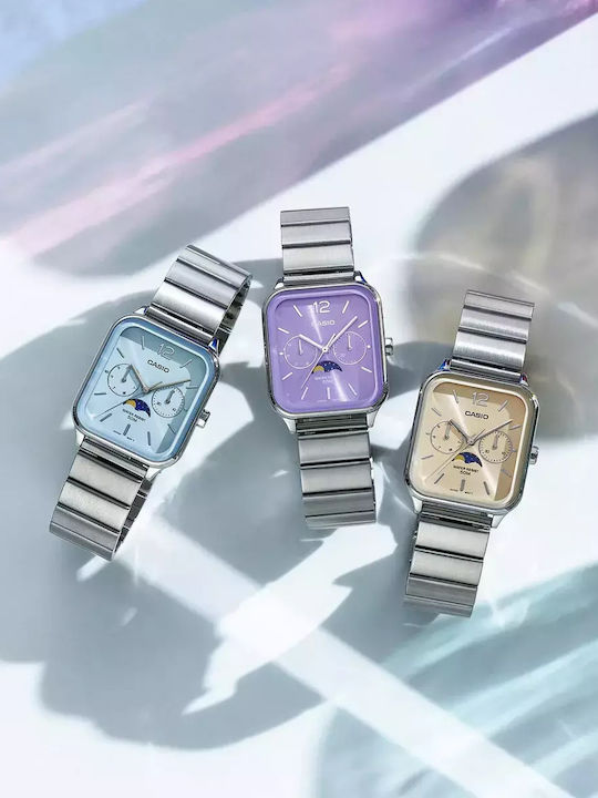 Casio Мъжки часовник 34мм Хронограф На батерия с Син Метален гривна
