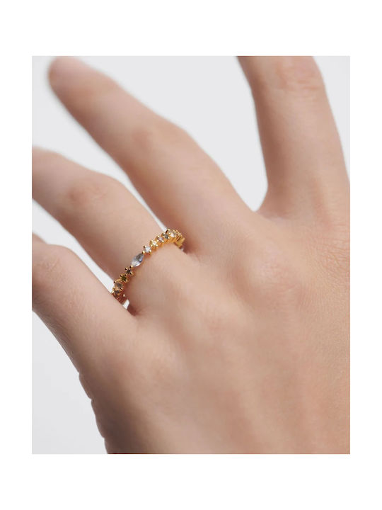 P D Paola Ring with Zircon Gold Plated