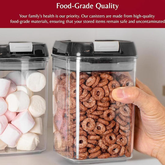 Set of 5 Plastic Food Jars for Sugar Cereals Pasta Coffee Tea with Airtight Lid Transparent 500ml 5 Pieces