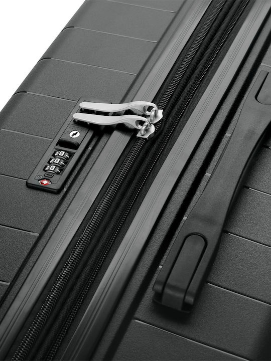 Verage Medium Hard Travel Suitcase Black with 4 Wheels Height 65cm