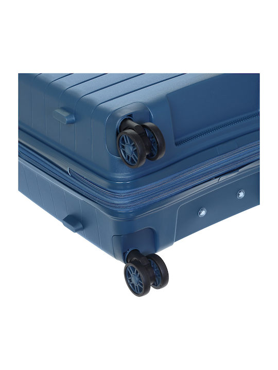 Verage Medium Hard Blue Travel Suitcase with 4 Wheels Height 65cm