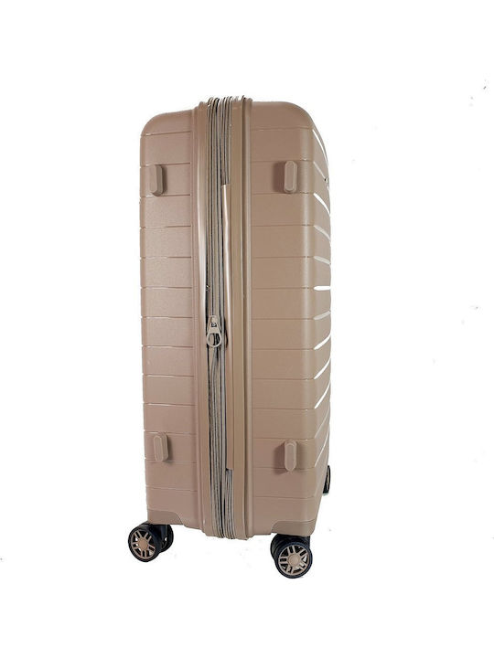Verage Medium Hard Travel Suitcase Champagne with 4 Wheels Height 65cm