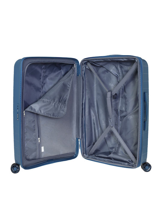 Verage Medium Hard Blue Travel Suitcase with 4 Wheels Height 65cm