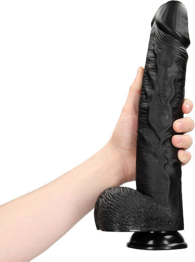 Shots Ρεαλιστικό Dildo με Όρχεις και Βεντούζα Μαύρο 33cm