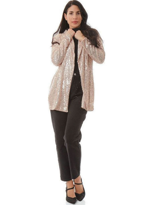 Silia D Women's Blazer Beige with Sequins
