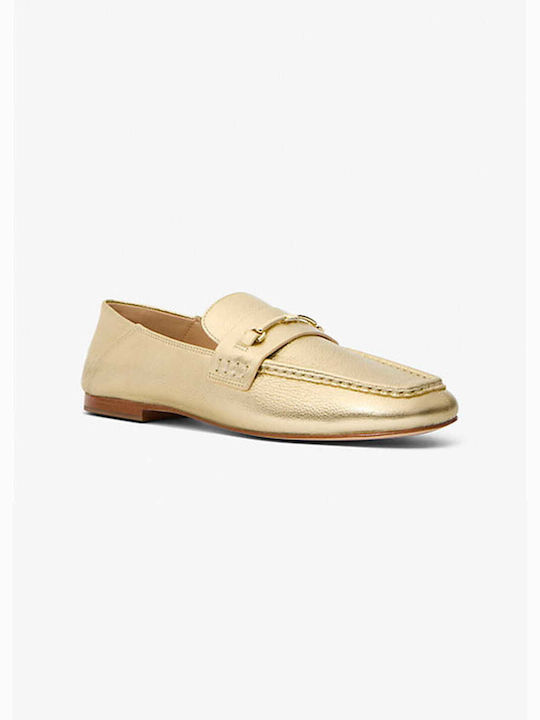 Michael Kors Leather Women's Loafers in Gold Color