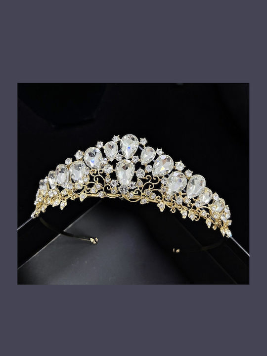Νυφική Τιάρα Στρας Στρογγυλό Σχήμα Χρυσό Primrose Tiara Ba92 Hair Duty Hrd-ba92