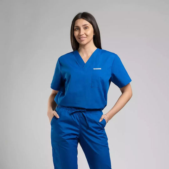 Dr. Scrub Unisex Blue Medical Blouse Cotton and Polyester