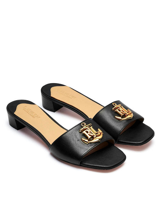 Ralph Lauren Leather Women's Flat Sandals in Black Color