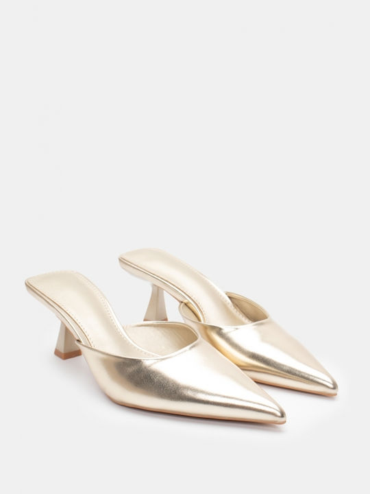 Luigi Heel Mules Gold