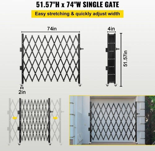 Vevor Μεταλλική Πόρτα Φράχτη σε Μαύρο Χρώμα 1.8x1.21m