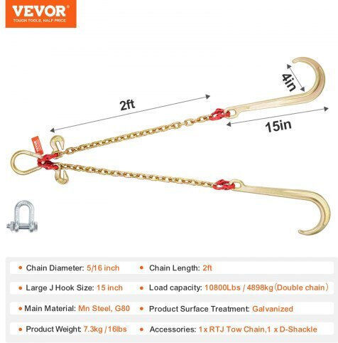 Vevor Car Towing Equipment with Tensile Strength up to 5 Tons in Gray Color