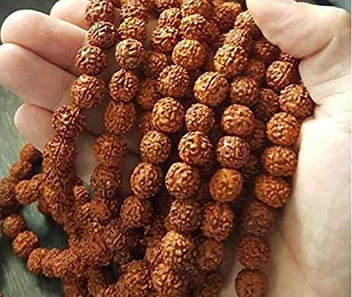 Mala Meditation 108 Natural Rudraksha Seeds Orange Tassel