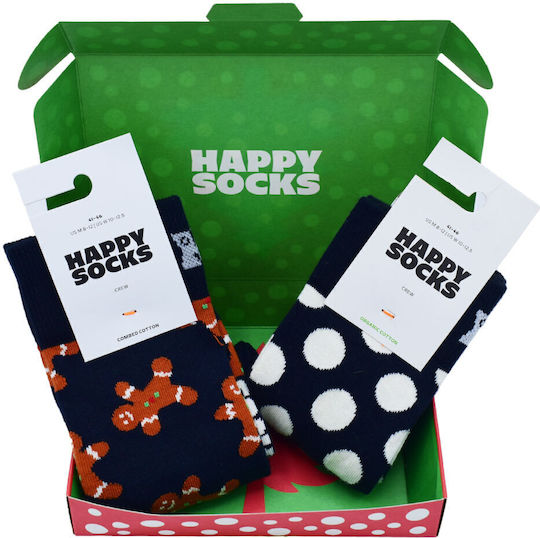 Happy Socks Paper Christmas Box for Gift Green