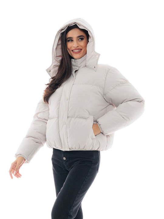 Splendid Women's Short Puffer Jacket for Winter with Hood Ice