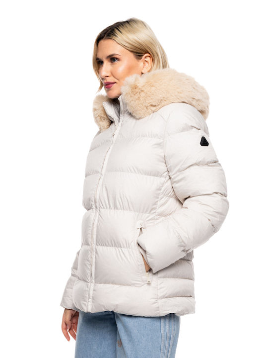 Splendid Kurz Damen Puffer Jacke für Winter Beige