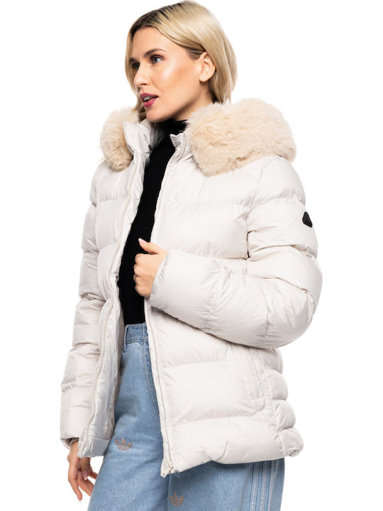 Scurtă Jachetă de femei Puffer Beige