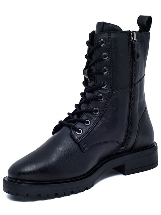 Leder Stiefeletten Damen Schwarz
