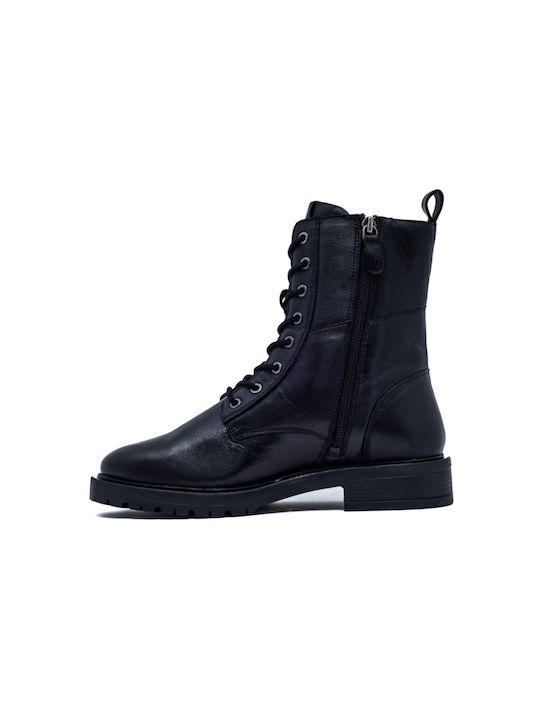 Leder Stiefeletten Damen Schwarz