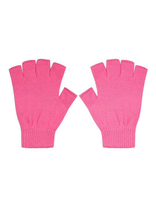 Stamion Women's Knitted Fingerless Gloves Pink