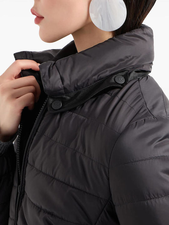 Women's Short Puffer Jacket for Winter Nero