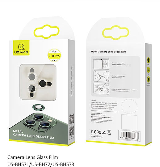 Usams Metal Rings Προστασία Κάμερας Tempered Glass Ασημί για το iPhone 11 Pro / 11 Pro Max