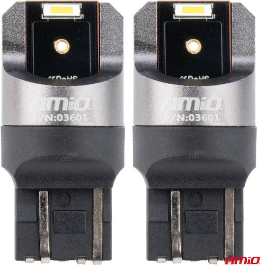 AMiO Λάμπες Αυτοκινήτου W21/5W Canbus LED 6000K Ψυχρό Λευκό 12-24V 2τμχ