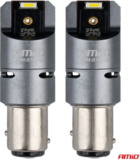 AMiO Lampen Auto P21/5W Canbus LED 6000K Kaltes Weiß 12-24V 2Stück