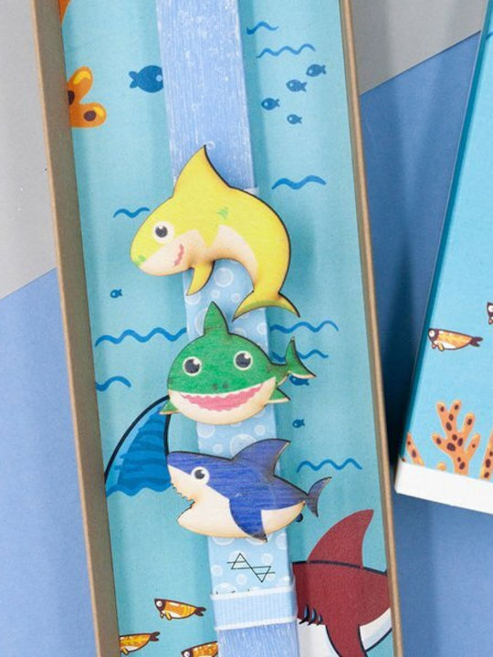 Πασχαλινή Λαμπάδα Baby Shark Πλακέ με Κουτί Μπλε