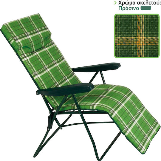 Escape Lounger-Armchair Beach with Recline 6 Slots Green 105cm